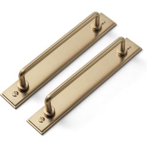 Goo-Ki 2 Pack 5'' Center to Center Champagne Bronze Cabinet Bar Pulls with Plaquette Backplate Modern Drawer Handles Closet Classic Home Kitchen Improvement Hardware