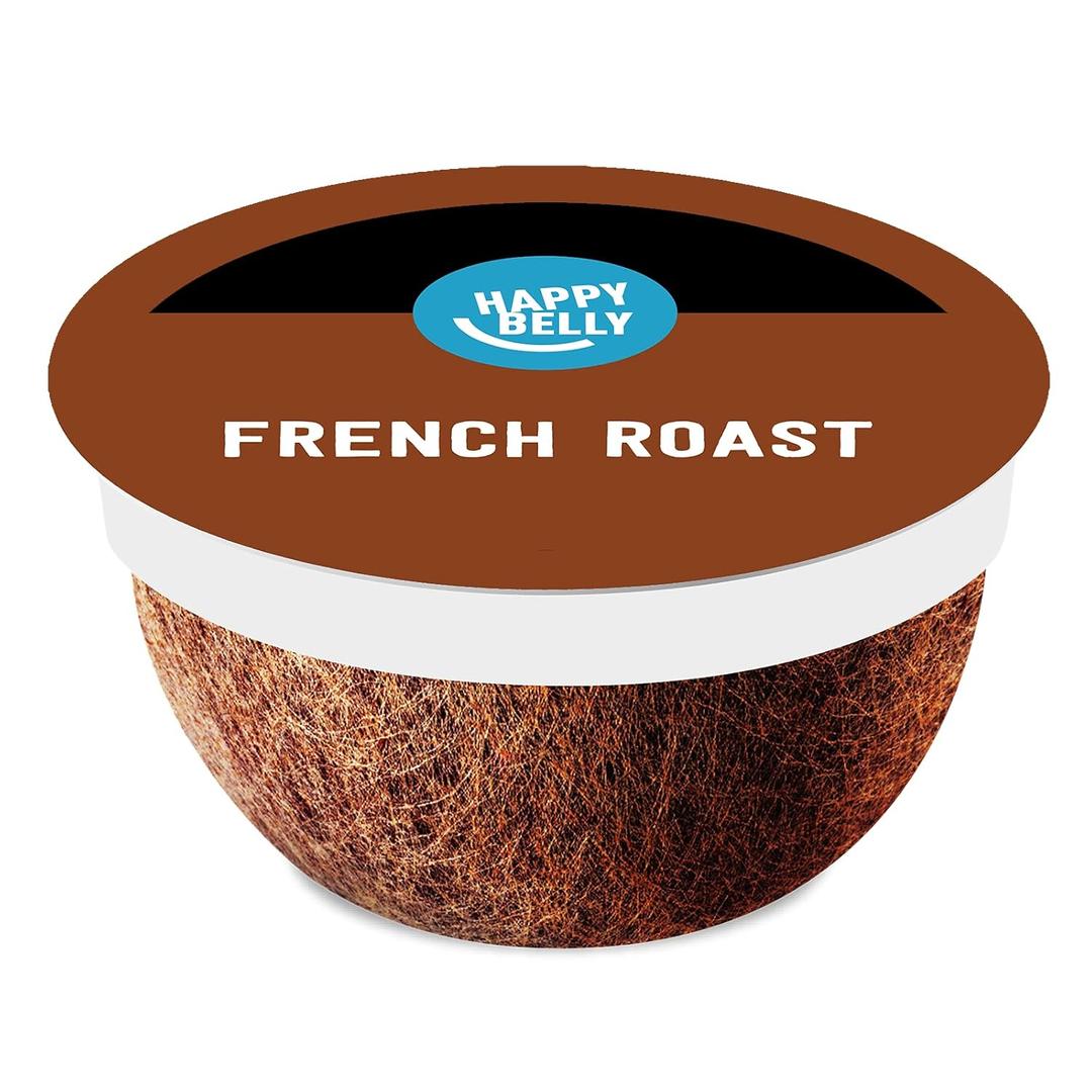Amazon Brand - Happy Belly French Roast Compostable Coffee Pods (Dark Roast), Compatible with K-Cup Brewer, 96 Count