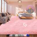 9x12 Shag Area Rugs for Living Room, Extra Large Ultra Soft Fluffy Furry Rug for Bedroom, Cute Indoor Carpet Plush Fuzzy Nursery Rugs for Kids Girls, Dorms, Nursery, Home Decor Aesthetic, Pink