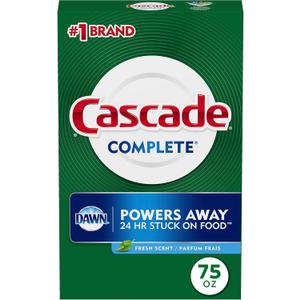 Cascade Complete Powder Dishwasher Detergent, Fresh Scent, 75 oz, White (75 Ounce (Pack of 1))