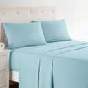 Clara Clark Bed Sheets, Premier 1800 Series 4 Piece Bed Sheet Set, Deep Pocket, Wrinkle, Fade, Stain Resistant, Luxury Soft Bedding Sheets & Pillowcases, Queen, Light Blue Aqua