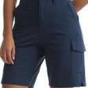 Women's Lightweight Hiking Cargo Shorts for Running Athletic Camping Travel Golf - Water Resistant with 5 Pockets (Blue) XL