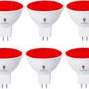 BlueX 6 Pack LED MR16 Red Light Bulb - 6W (50Watt Equivalent) - GU5.3 Bi-Pin Base 12V Red LED Bulb, Party Decoration, Porch, Home Lighting, Holiday Lighting, Decorative Illumination