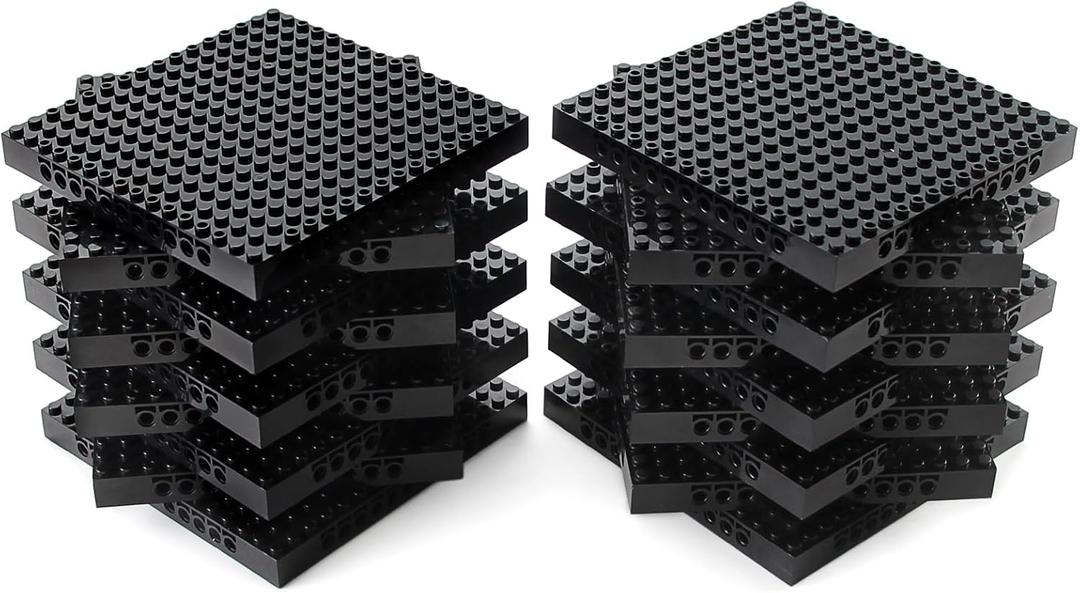 Feleph 18pcs 5" Base Brick 16x16 Black Plate 1/3 with Holes and Pin Pixel Art Painting Classic Blocks Compatible with 65803 3673 Major Plates Brands
