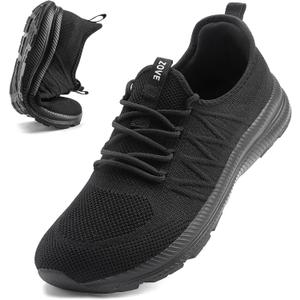 ZOVE Wide Toe Box Shoes for Men Extra Wide Width Sneakers Non-Slip Ultra Light Wide Tennis Running Shoes Breathable Casual Walking Sneakers Diabetes Workout Gym Jogging Sports (Full Black, 45)