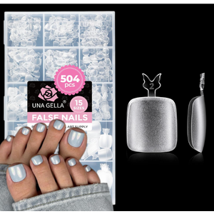UNA GELLA Toe Nail Tips 504Pcs  Full Cover Matte Squavol Toe Nails Soft Gel Prefile Gel Toe Nail Tips For Toe Nail Extensions Home DIY Nail Salon Soak Off 15 Sizes