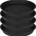4 Pack of 16 inch Plant Saucer (13.5" Base), Heavy Duty Plastic Plant Tray for Pots, Flower Water Trays for Indoors, Bird Bath Bowls, Plant Drip Saucers for Planter 16" (Black)