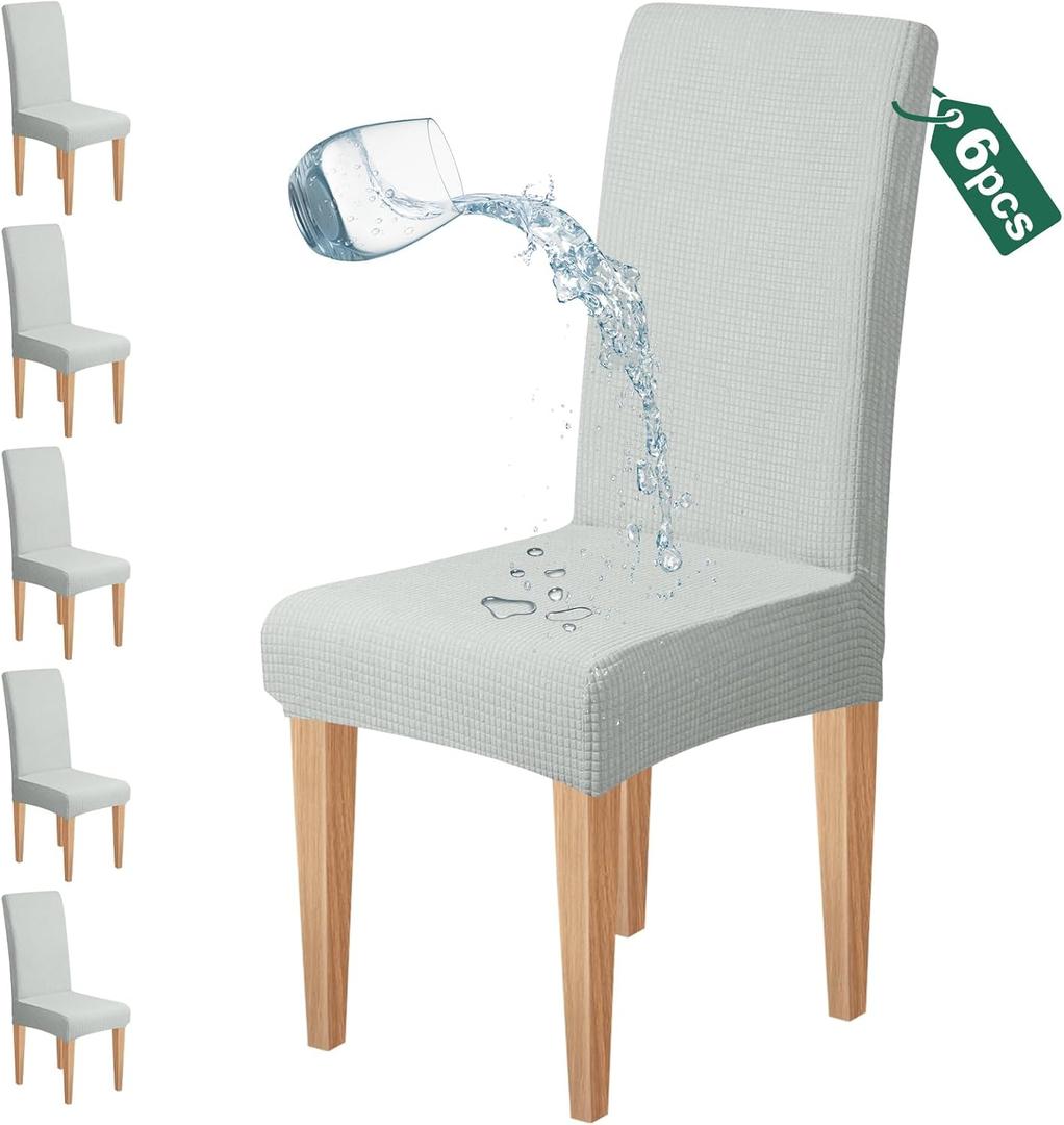 Dioxide Waterproof Chair Covers for Dining Chairs, Stretch Dining Chair Covers Set of 6, Parson Chair Slipcovers, Removable Washable Kitchen Chairs Seat Covers Protectors for Home Restaurant Banquet