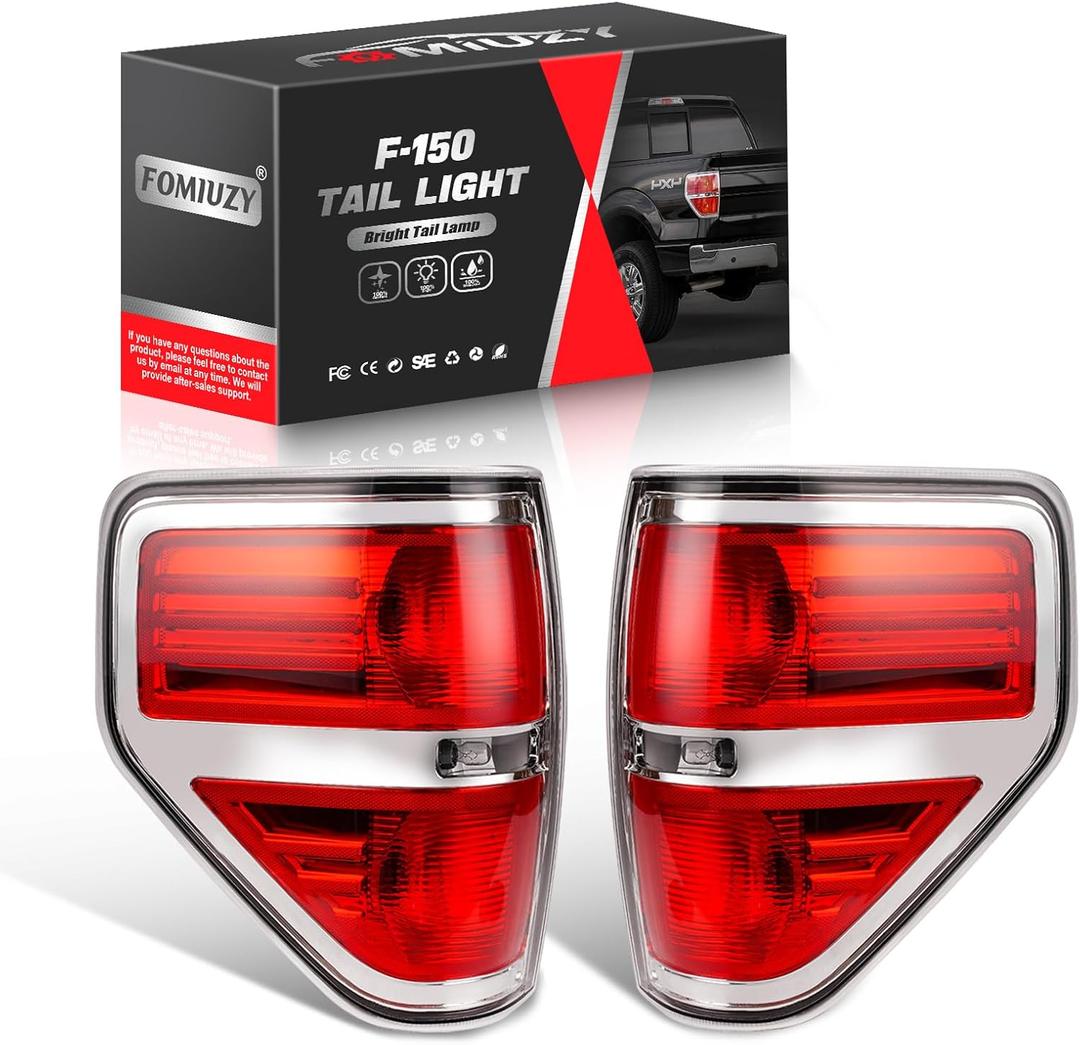Tail Lights Assembly Fit Ford F150 F-150 2009 2010 2011 2012 2013 2014 Rear Brake Back Up Cover Taillight Lens Left Driver Right Passenger Replaces BL3Z13404AB BL3Z13405AB(Bulb Included)