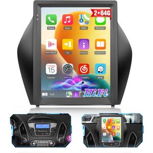 Roinvou 2+64G Android Radio Dash Kit for Hyundai Tucson 2010-2015, 9.7" Touchscreen CarPlay Android Auto with HiFi GPS Navigation Bluetooth WiFi FM RDS Radio Backup Camera