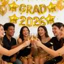 2 x Gold GRAD Balloons -16inch 2026 Number Balloon Congrats Grad Balloon Graduation Foil Balloons for 2026 Graduations Decorations