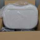 Small Footstool with Handle, Velvet Ottoman Foot Rest with Padded Seat, Curved Foot Stool with Wooden Legs, Portable Foot Rest for Living Room, Bedroom, Entryway, White