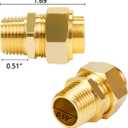 1/2" NPT Brass Pipe Fittings Male Threaded Hex Nipple Brass Tone NPT Male Thread Pipe used for 1/2in Gas Pipe Pack of 2