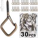 30 PCS Cup Screw-in Hanger Hooks with Safety Buckle, Windproof Screw Hooks Perfect for Hanging Outdoor String Lights, Plants, and Patio Lights,for Ceiling and Wall Mount, 2.2 Inches in Bronze