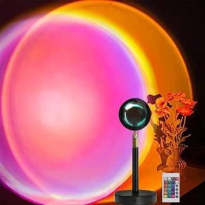 Sunset Projection Lamp, 16 Colors Projector Lights, 180 Degree USB Charging, Romantic Rainbow Lamp, Black