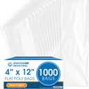 4" X 12" Open-End Flat Poly Bags (1000 Count) - 2 Mil Clear Plastic - No Adhesive Strip - For Packaging, Shipping, Storage - Spartan Industrial