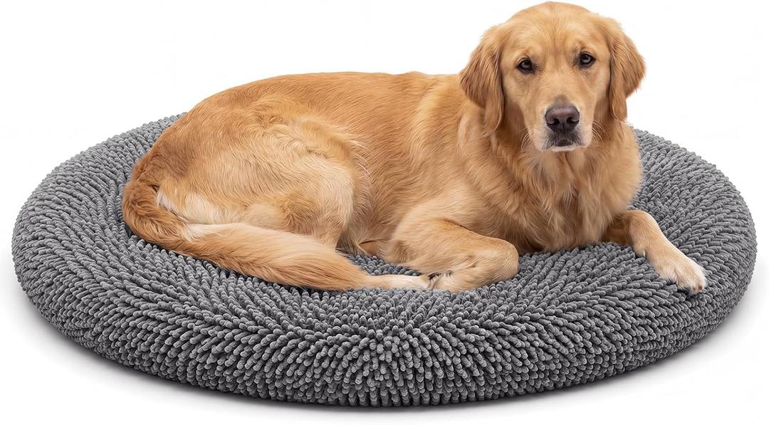 Leinuosen 45 Inch Round Dog Bed for Large Dogs, Soft Chenille Material