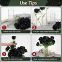 Black Roses Artificial Flowers 50 Pack in Bulk, Fake Roses Flowers Realistic Roses for Halloween Gothic Wedding Home Party Decoration Event Gift (Black)