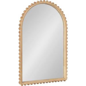 Kate and Laurel Beadbrook Modern Beaded Arched Mirror; 20 x 30; Natural Wood; Transitional Arch Wall Mirror for Use as Bathroom Mirror or Entryway Mirror Decor