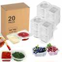 20Pcs Double Compartment Condiment Container, 2 Compartment Portable Reusable Snack Containers with lids, Used for travel Condiment Salad Dressing Meal Prep Containers