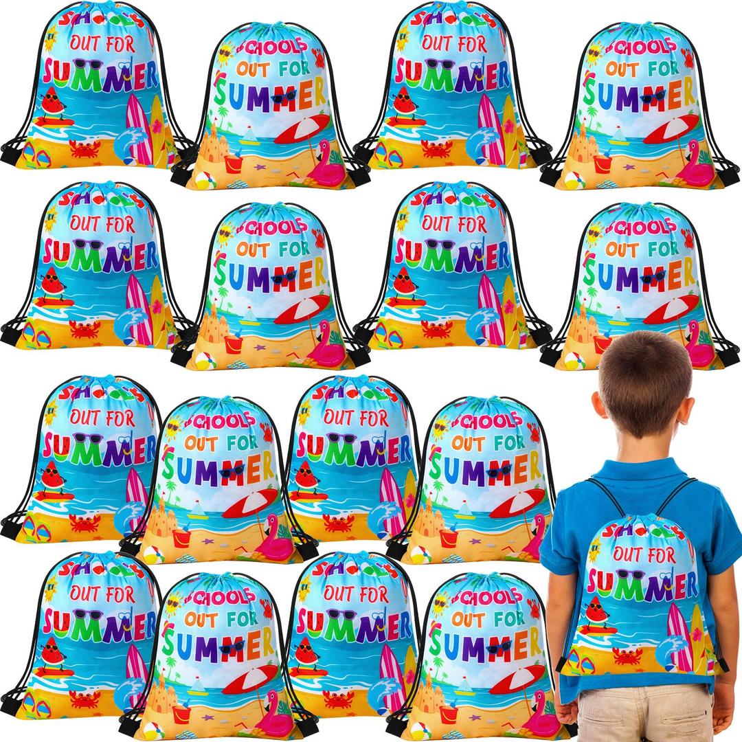 Sweetude 48 Pcs End of Year Gifts for Students Bulk Drawstring Backpack for Kids, Motivational Gifts for Students from Teacher, Graduation Goodie Bags for Classroom, Summer Party (End of School Year)