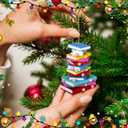 2 Pcs 3D Christmas Book Ornament for Tree 2025 Resin Book Lovers Gifts for Christmas Tree Hanging Ornaments Reading Library Club Decoration Gift for Bookworm Teacher Librarian Bookshelf