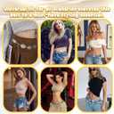 2 x 2PCS Western Chain Belt, Gold and Silver Western Metal Belts for Women, Adjustable Boho Belt for Dress Jeans, Music Festival, Country Concert Outfit