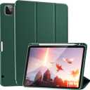 Case for iPad Pro 11 Inch 4th/3rd/2nd Generation 2022/2021/2020 with Pencil Holder [Support iPad 2nd Pencil Charging] Slim Trifold Stand Smart Protective Cover, Auto Wake/Sleep(Dark Green)