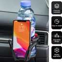 Car Cup Holder & Phone Mount, Multi-functional Air Vent Stand with Anti-slip Silicone Pad, ABS Adjustable Noise-reducing Bracket, Interior Storage Accessory for Most Vehicles (Black)