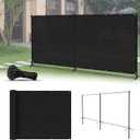 5'x12' Privacy Fence Kit Freestanding Mesh Screen with Iron Poles Temporary Fencing Outdoor Patio Backyard Divider Dog Air Conditioner Trash Fence Black Custom