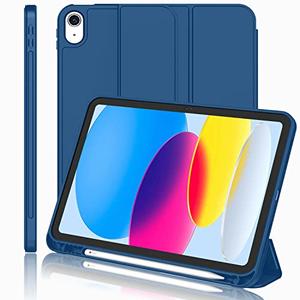 iMieet iPad (A16) Case 11th Gen/iPad 10th Generation Case [11-Inch 2025/10.9 Inch 2022] with Pencil Holder, Trifold Stand Smart Cover with Soft TPU Back,Auto Wake/Sleep(Navy Blue)