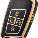 for VW Volkswagen Key Fob Cover, Soft TPU Protection Key Fob Case Compatible with VW Golf Alltrack Atlas Jetta Passat Arteon Tiguan Smart Car Key Accessories (Gold Black)
