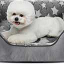 SIWA MARY Rectangle Dog Bed for Small, Medium Dogs, Calming Dog Bed Small Size Dog, Orthopedic Dogs Sofa Bed, Washable Soft Calming Sleeping Soft Puppy Bed, Anti-Slip Bottom, Grey, S (20"x 19"x 6")