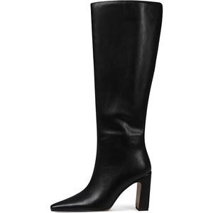 Lovee Cosee Knee High Boots for Women Square Toe Chunky Heeled Boots with Side Zipper Fashion Dress Elastic Tall Boots, Size 8