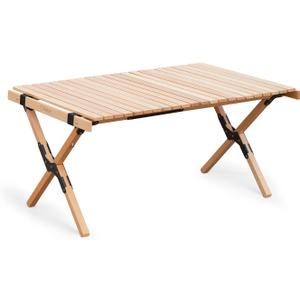 S'more Folding Picnic Table, Portable Camping Table with Carry Bag, Wood Outdoor Table for Picnic, Camping, Travel, Party, Beach, Garden, Patio, gailgating, BBQ,Easy to Assembly (M Size-90cm)