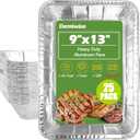 Thickened 25 Pack Aluminum Foil Pans, 9x13 Disposable Aluminum Tin Foil Pans for Baking Roasting & Chafing, Half Size Steam Table Deep Pans, Extra Heavy Duty Cake & Oven Pan