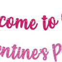 Happy Galentines Day Banner - Welcome to Our Galentine's Party Banner - Galentines Night Decorations - Valentines Day Welcome Sign - Pink Glitter