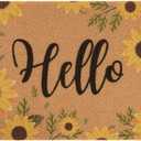 Asrug Hello Sunflower Door Mat for Front Door 17"x30", Door Mat for Indoor & Outdoor Entrance, Floral Spring Doormat with Non Slip Backing,Coir Welcome Doormat for Entryway Patio Porch
