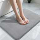 Yimobra Memory Foam Bath Mat, Super Soft Absorbent Bathroom Rug Non Slip 31.5x20 Inch, Quick Dry, Machine Washable Floor Carpet for Tub Shower, Home Decor Accessories, Gray (Grey)