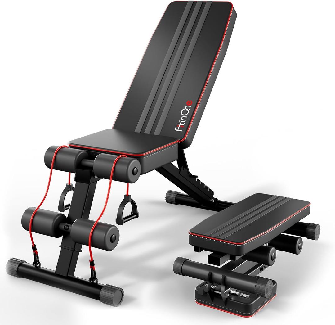 FitinOne Adjustable Folding Weight Bench for Home Gym, 660 lbs Capacity Multi-Functional Workout Bench Sturdy Durable for Full Body