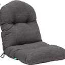 QILLOWAY Tufted Outdoor Chair Cushion Set of 2, Waterproof 43x20x4 Inch Non Slip Replacement Pad for Wicker Lounge Patio Furniture, Charcoal Grey, Black