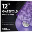 TAKMORK Gatefold Record Albums Outer Sleeves: Plastic Record Sleeves for 12-Inch Vinyl Storage 3 Mil Thick Clear Album Cover Protectors, 100 Pcs