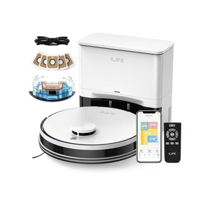 ILIFE A30 Pro Robot Vacuum and Mop, Self Emptying Station for 60 Days, 5000Pa Suction, LiDAR Navigation, No-Go Zones, 2.4G WiFi/App/Alexa/Remote Control, Roller Brush for Carpet, Hard Floors, 110V