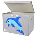 CLCROBD Foldable Large Kids Toy Chest with Flip-Top Lid, Collapsible Fabric Animal Toy Storage Organizer/Bin/Box/Basket/Trunk for Toddler, Children and Baby Nursery (Dolphine)