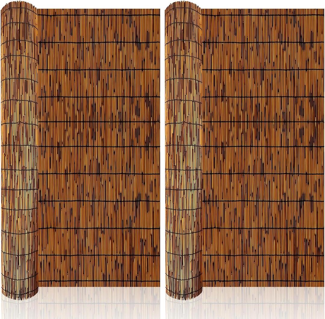 2 Pack Natural Reed Fence,3.3FT X 16.4FT Bamboo Fencing Privacy Reed Screening for Outdoor, Gallery, Restaurant, Hotel, Patio (Brown)