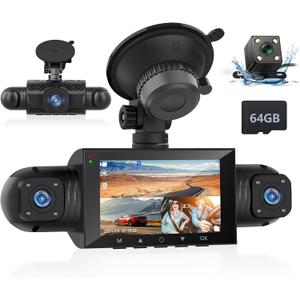 3" 4 Channel Mirror Dash Cam Front and Rear Inside Left Right 1080P Dash Camera with G-Sensor Motion Detection 8 IR Lamps Night Vision Loop Recording Parking Assistance Exposure Compensation