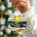 Beach Sunset Stained Glass Ornament, Christmas Ornaments Christmas Tree Decorations, Holiday Decor, Stocking Stuffer, Gift Idea, Summer Vibes Gift, Gifts for Beach Lover, Friend, and Faimly