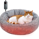 Heated Cat Bed for Indoor Cats, 20’’ Electric Cat Heated Bed Pet Warming Bed for Cats and Small Dogs, Washable Calming Round Donut Pet Bed with Heating Pad, Indoor Use