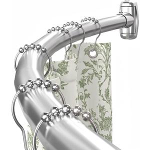 Curved Shower Curtain Rod Tension Mount for Bathroom, Stainless Steel, Adjustable 43-72 Inches, Silver