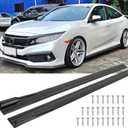 2PCS Universal Car Side Skirts, 86.6" Side Skirts Extension Splitter Lip, Car Rocker Panels Side Skirt Body Kit, Compatible with Honda Civic Toyota Corolla Nissan Altima VW Chevrolet Camaro (Black-New)